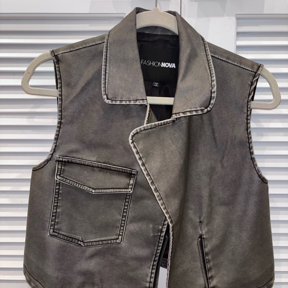 Fashion Nova Charcoal Denim Vest